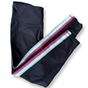 Old Navy Go-Dry Black Leggings with Rainbow Stripe